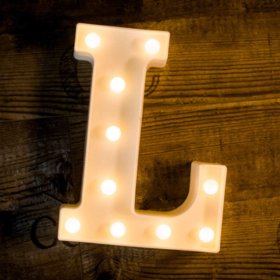 Foaky LED Letter Lights Sign Light Up Letters Sign for Night Light Wedding/Birthday Party Battery Powered Christmas Lamp Home Bar Decoration(L)