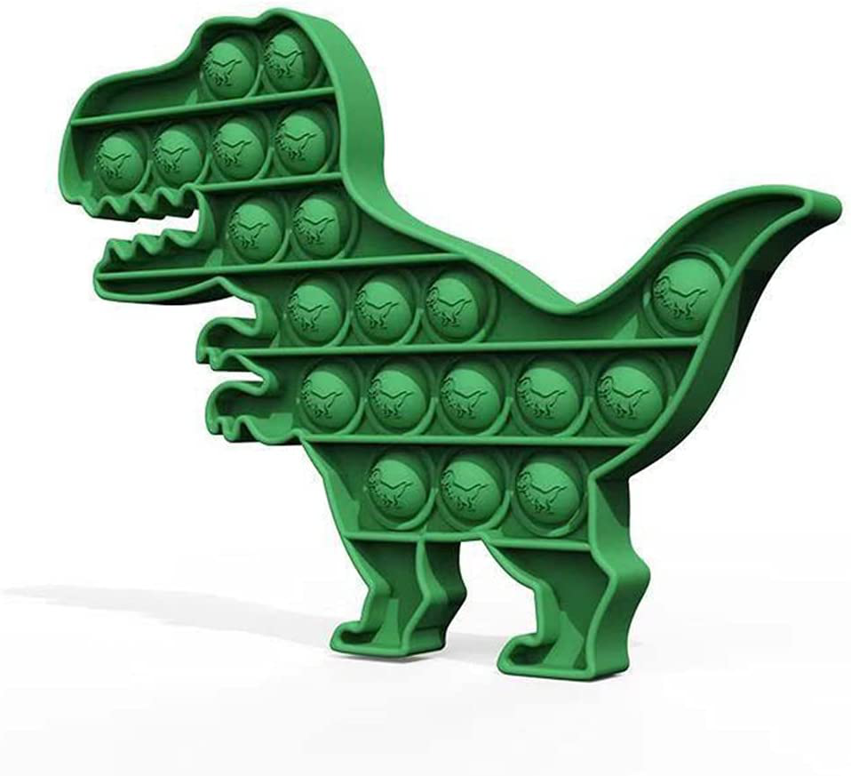 HILUDEER Pop Fidget Popping Toy , Anxiety and Stress Relief Pop Sensory Toys Silicone Logic Board Game It for Teens Kids and Adults (Green Dinosaur)