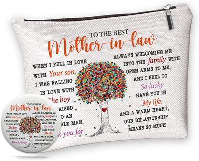 Mother in Law Gift, Birthday Mother'S Day Thanksgiving Gift for Mother in Law Stepmother, Christmas Thank You Mother in Law Gifts from Daughter in Law, to the Best Mother in Law, Makeup Bag