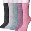 Womens Wool Socks, 5 Pairs Vintage Thick Knit Winter Warm Socks for Women Men Gifts