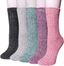Womens Wool Socks, 5 Pairs Vintage Thick Knit Winter Warm Socks for Women Men Gifts