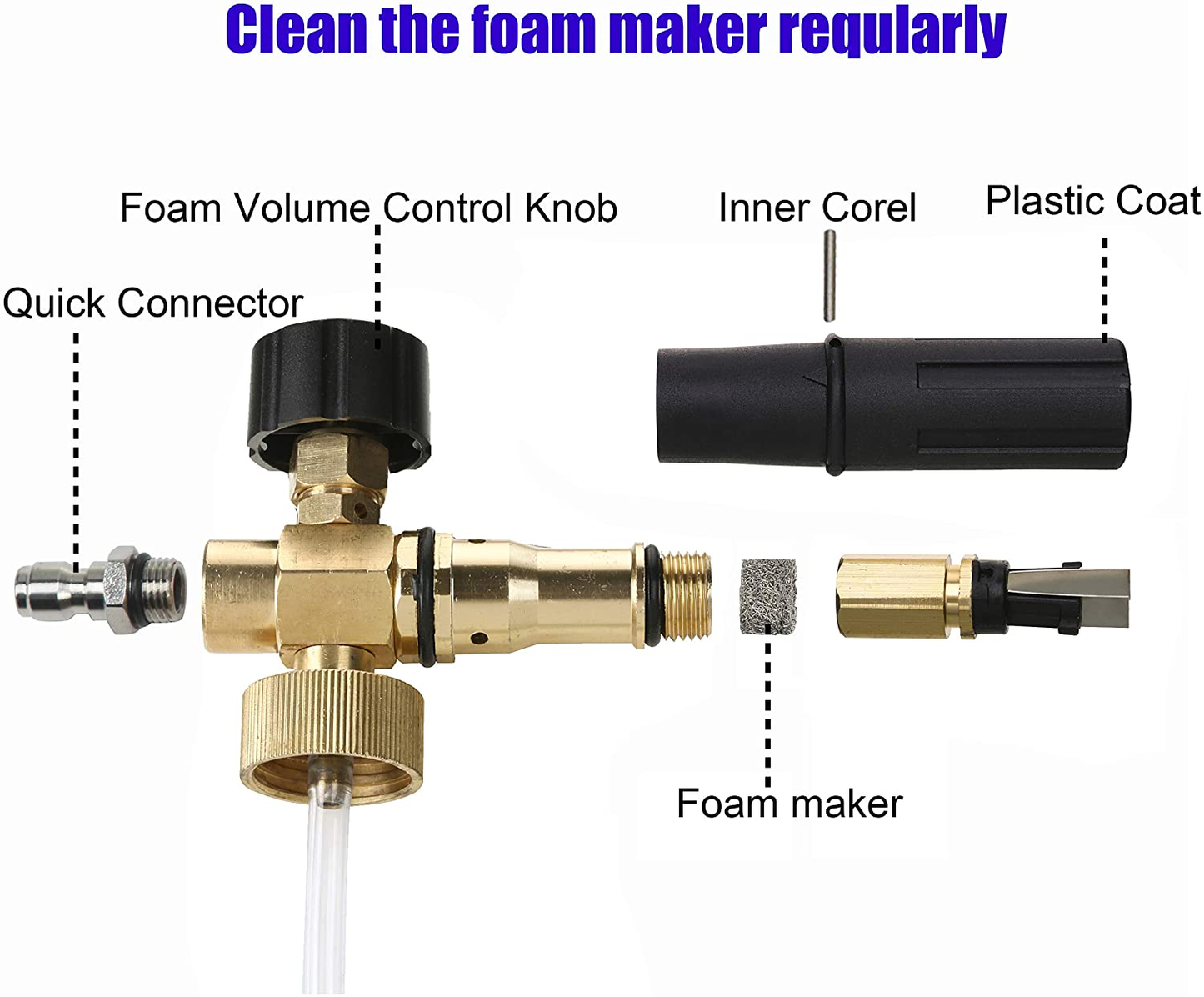 Foam Cannon with 1/4 Inch Quick Connector, 1 Liter, 5 Pressure Washer Nozzle Tips