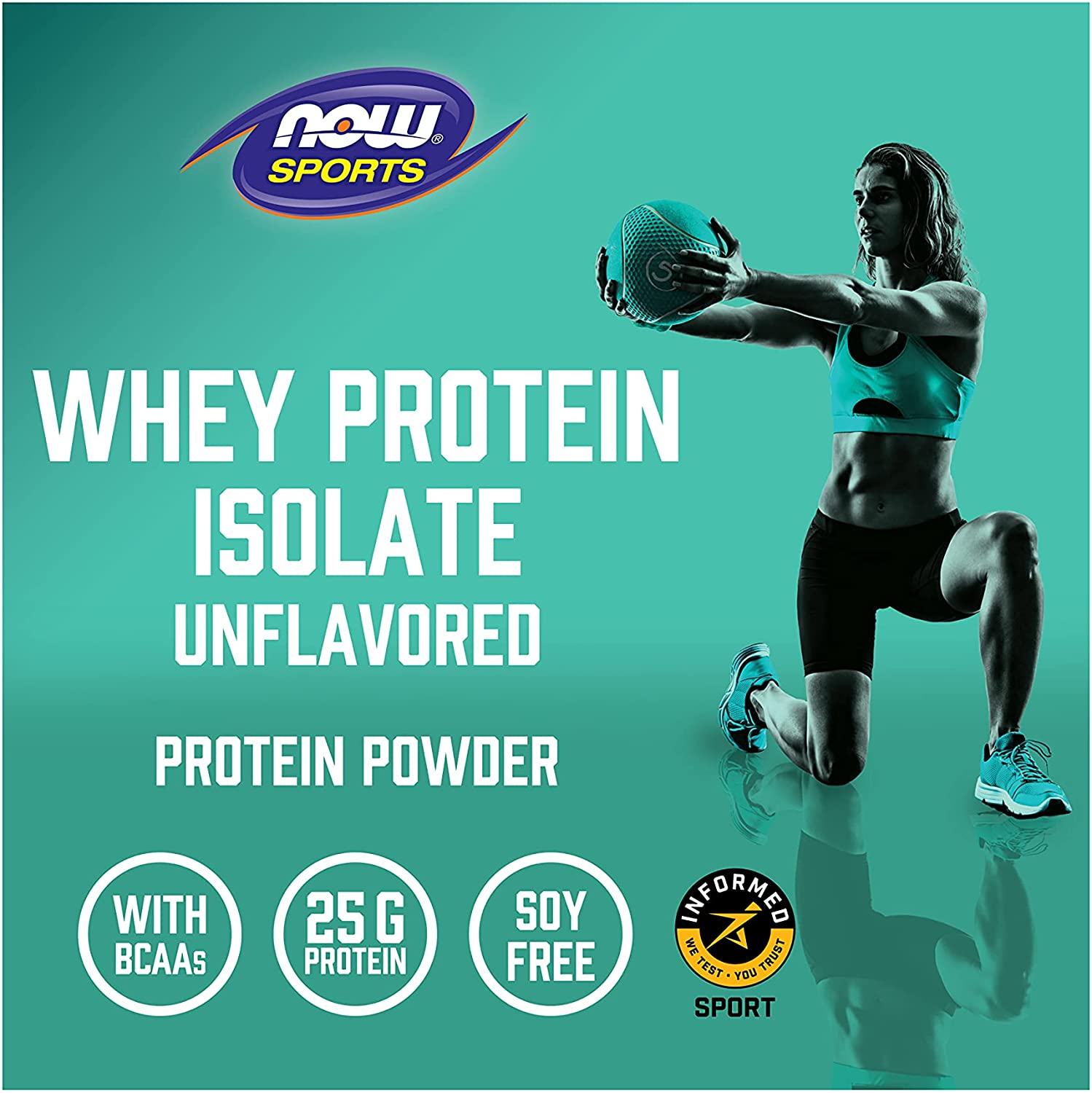 NOW Sports Nutrition, Whey Protein Isolate, 25 G with Bcaas, Unflavored Powder, 5-Pound