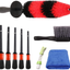 SPTA 9Pcs Wheel & Tire Brush Car Detailing kit, Easy Reach Wheel and Rim Brush, 5pcs Detailing Brushes, Short Handle Cleaning Brush, 1pc Microfiber Cleaning Cloth, Great to Clean Dirty Tires