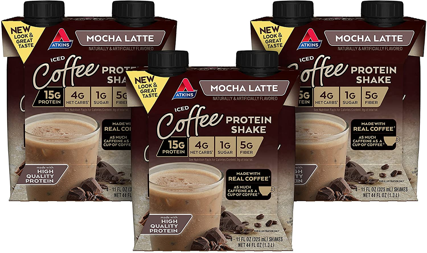 Atkins Iced Coffee Café Caramel Protein-Rich Shake, with Coffee and Protein, Keto-Friendly and Gluten Free (12 Shakes)