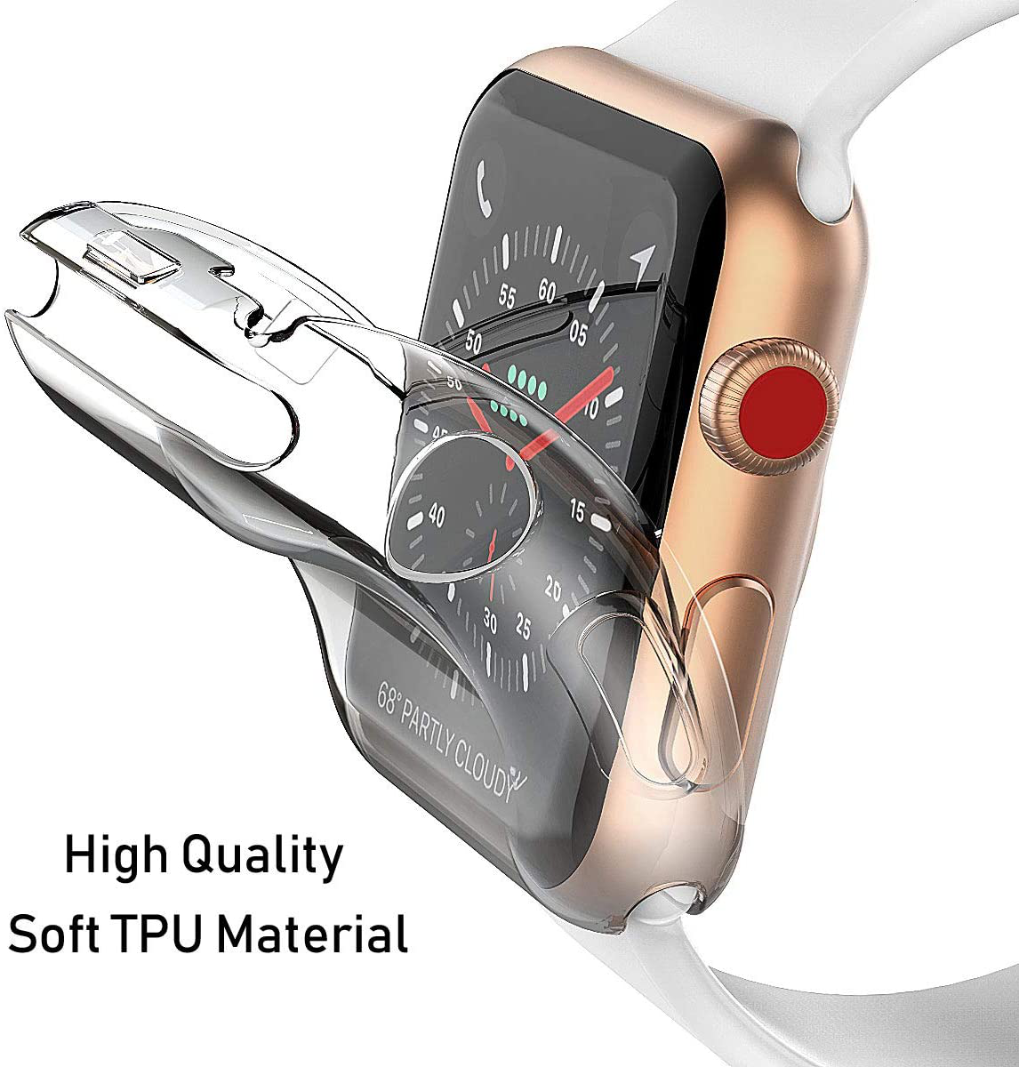 Julk Series 3 Case Compatible with Apple Watch Screen Protector, Overall Protective Case TPU HD Clear Ultra-Thin Cover (2-Pack)