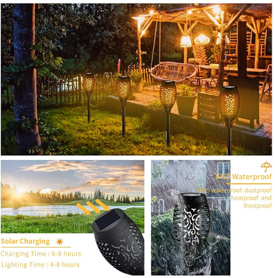 Solar Lights Outdoor Upgraded, 12Led-6 Pack Torch Light with Flickering Flame, Dusk to Dawn Auto On/Off Security Spotlights Landscape Waterproof Decoration Lighting for Garden Patio Driveway Pathway