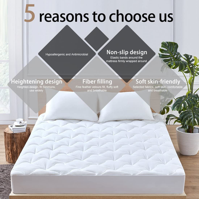 King Mattress Pad Cover Pillowtop Overfilled Cooling 8-21 Inch Deep Pocket Quilted Fitted Bed Topper with Sonw Down Alternative