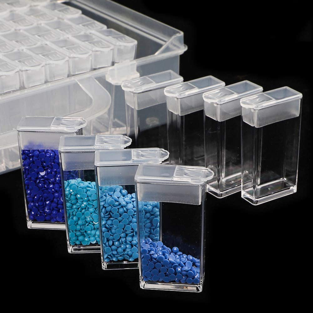 Diamond Painting Box Storage Containers Diamond Art DIY Accessories with Funnel Plate 200pcs Label Stickers for Beads Seeds Crafts