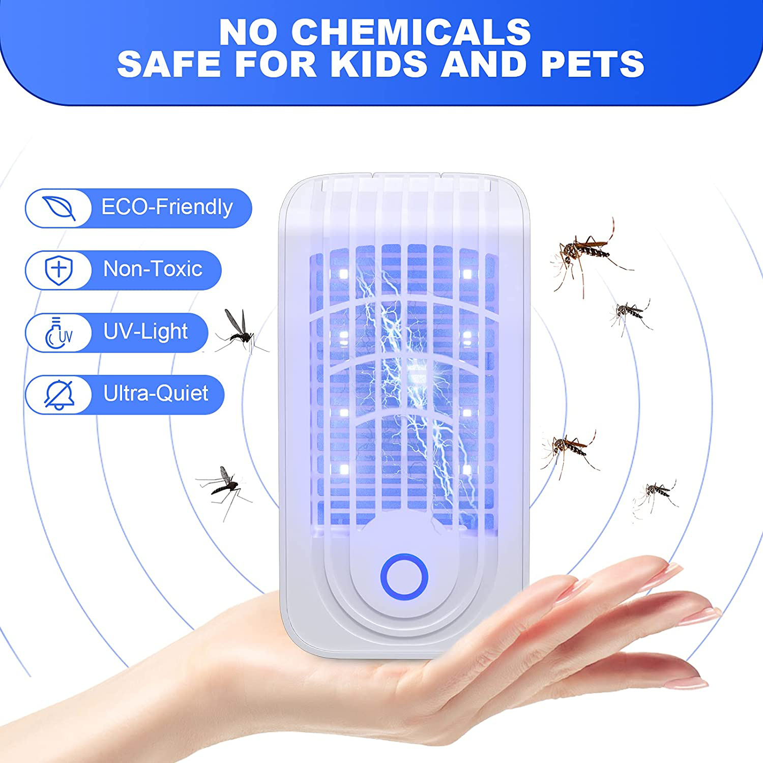 BOYON Bug Zapper, 2 Packs Indoor Plug-in Mosquitos Insects, Electronic Mosquito Killer Indoor Fruit Fly Traps with LED Light for Home， Kitchen， Bedroom, Office (White)