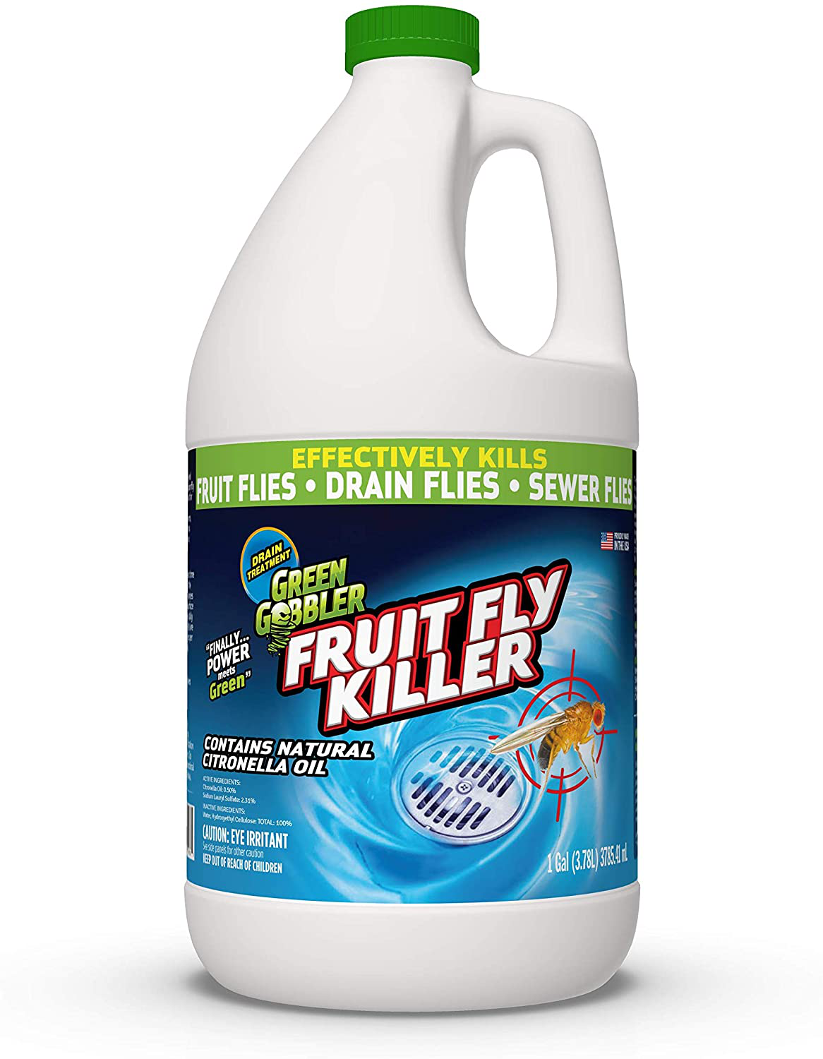 Green Gobbler Fruit Fly Goodbye Gel Drain Treatment | Drain Fly Killer | Fruit Fly Killer | Drain Flies Treatment | Fruit Flies Treatment | Drain Fly & Fruit Fly Eliminator (1 Gallon)