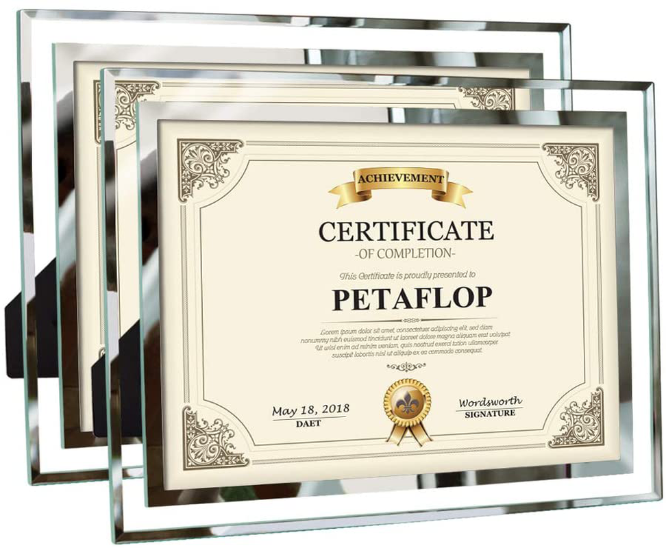 PETAFLOP 8.5x11 Picture Frames Glass 8.5 x 11 Frame Tabletop Display, 2 Pack