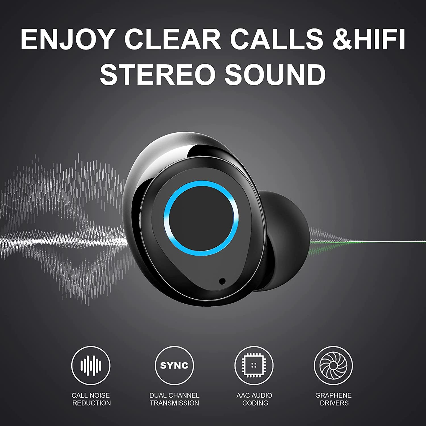 Wireless Earbud, Sudugo Bluetooth Headphones Sports Bluetooth Earbud with Deep Bass, Wireless Earphones In-Ear with Microphone USB-C Charging, IPX7 Waterproof Noise Cancelling Earbud for Running