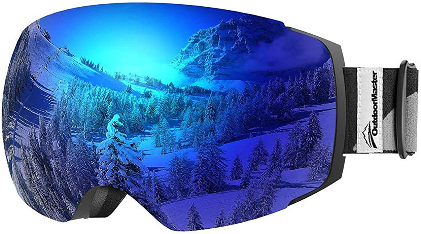 Outdoormaster Ski Goggles PRO - Frameless, Interchangeable Lens 100% UV400 Protection Snow Goggles for Men & Women