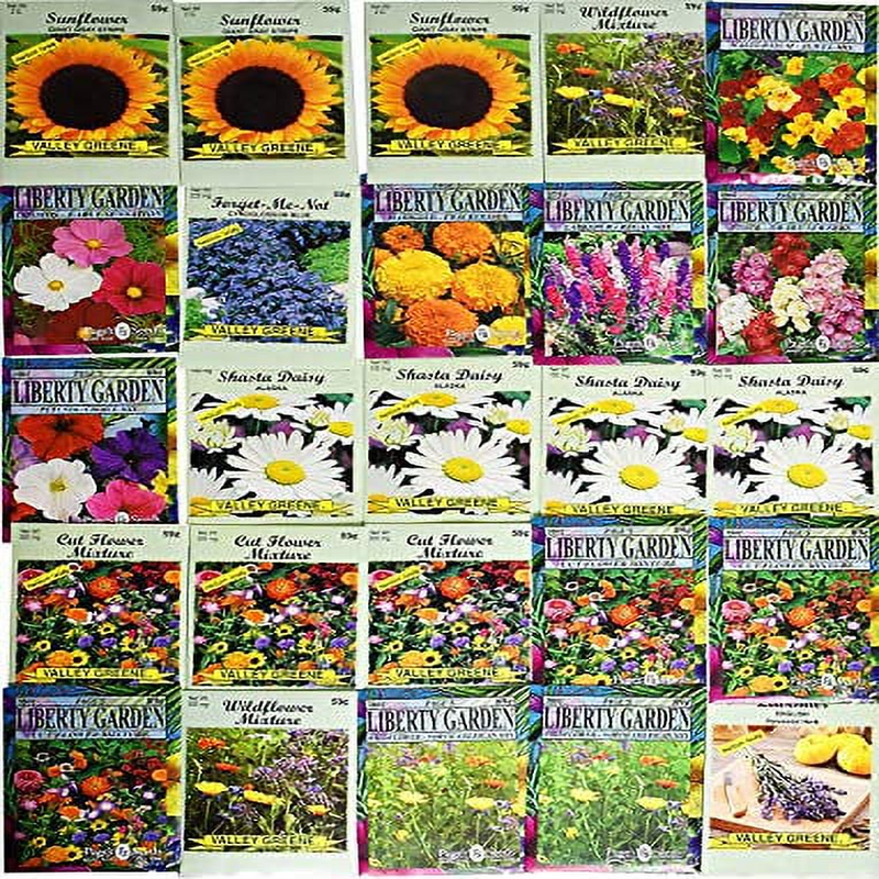 Set of 25 Deluxe Variety Flower Seed Packets 10 Varieties