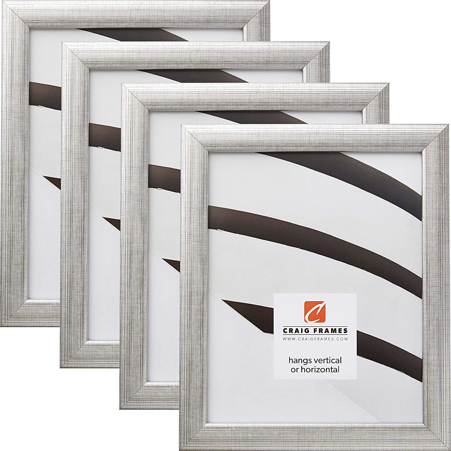 Craig Frames 23247944 18 x 24 Inch Picture Frame, Scratched Silver, Set of 4
