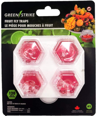 GREENSTRIKE 4 pack Prefilled Fruit Fly Trap - 60004,Red,Small