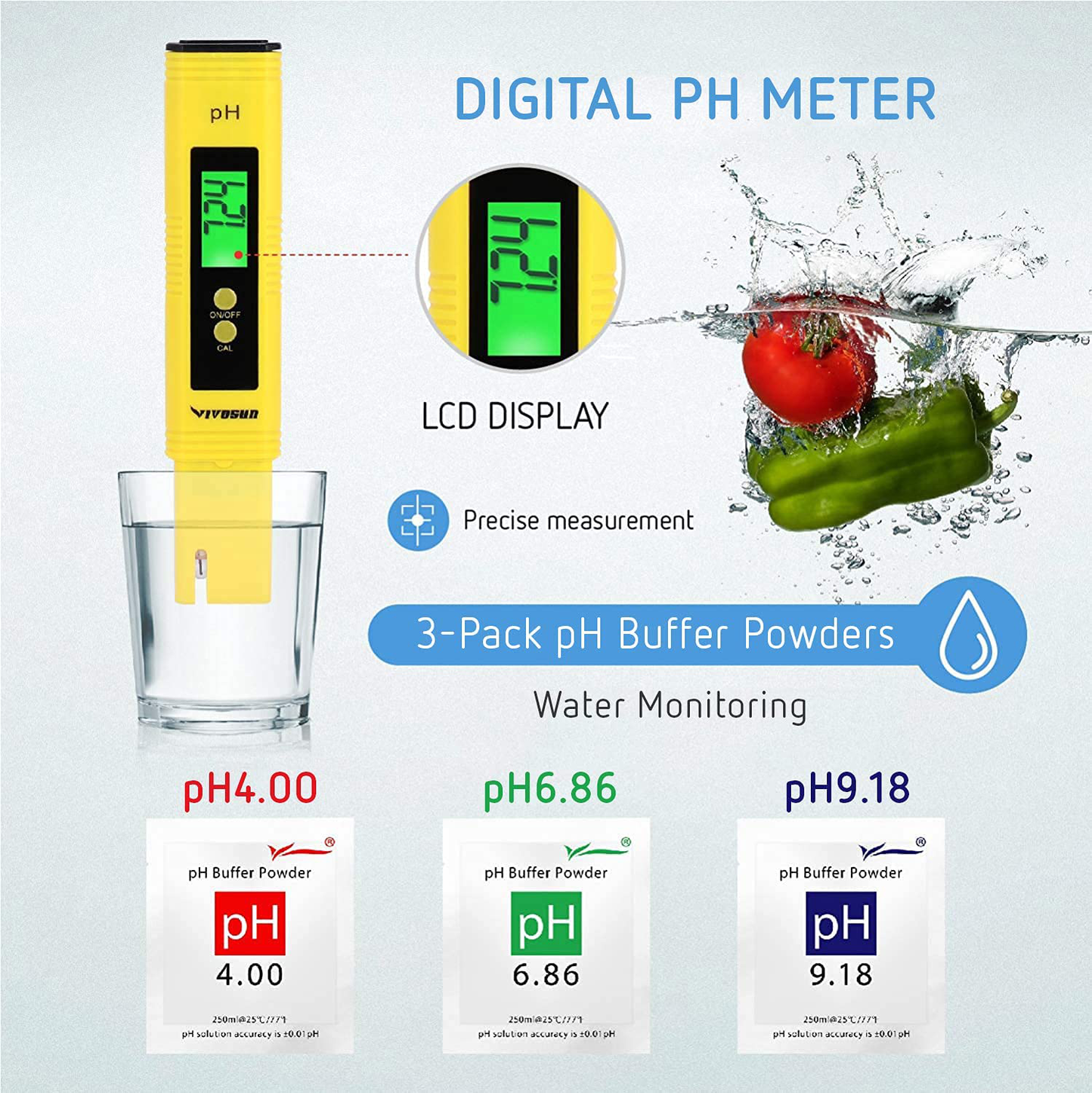 VIVOSUN PH Meter Digital PH Tester Pen for Water