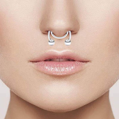 SCERRING Fake Septum Nose Hoop Rings Stainless Steel Faux Lip Ear Nose Septum Ring Non Piercing Clip On Nose Hoop Rings Body Piercing Jewelry 20PCS