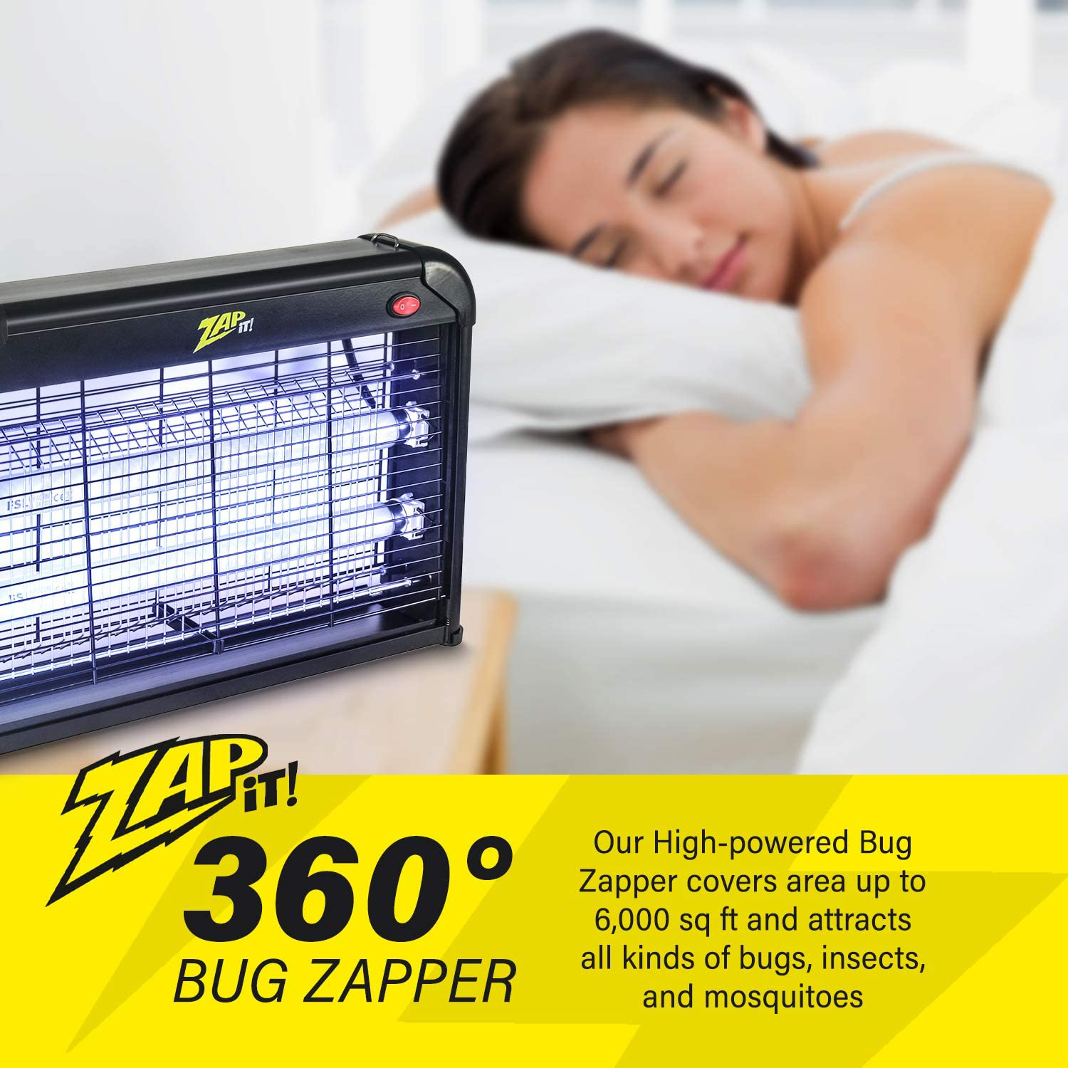 Zap It Electric Indoor Bug Zapper (2,800 Volt) Plug-in 360 Degree Mosquito, Bug, and Insect Killer, Non-Toxic Attractant UV Light and Electric Shock