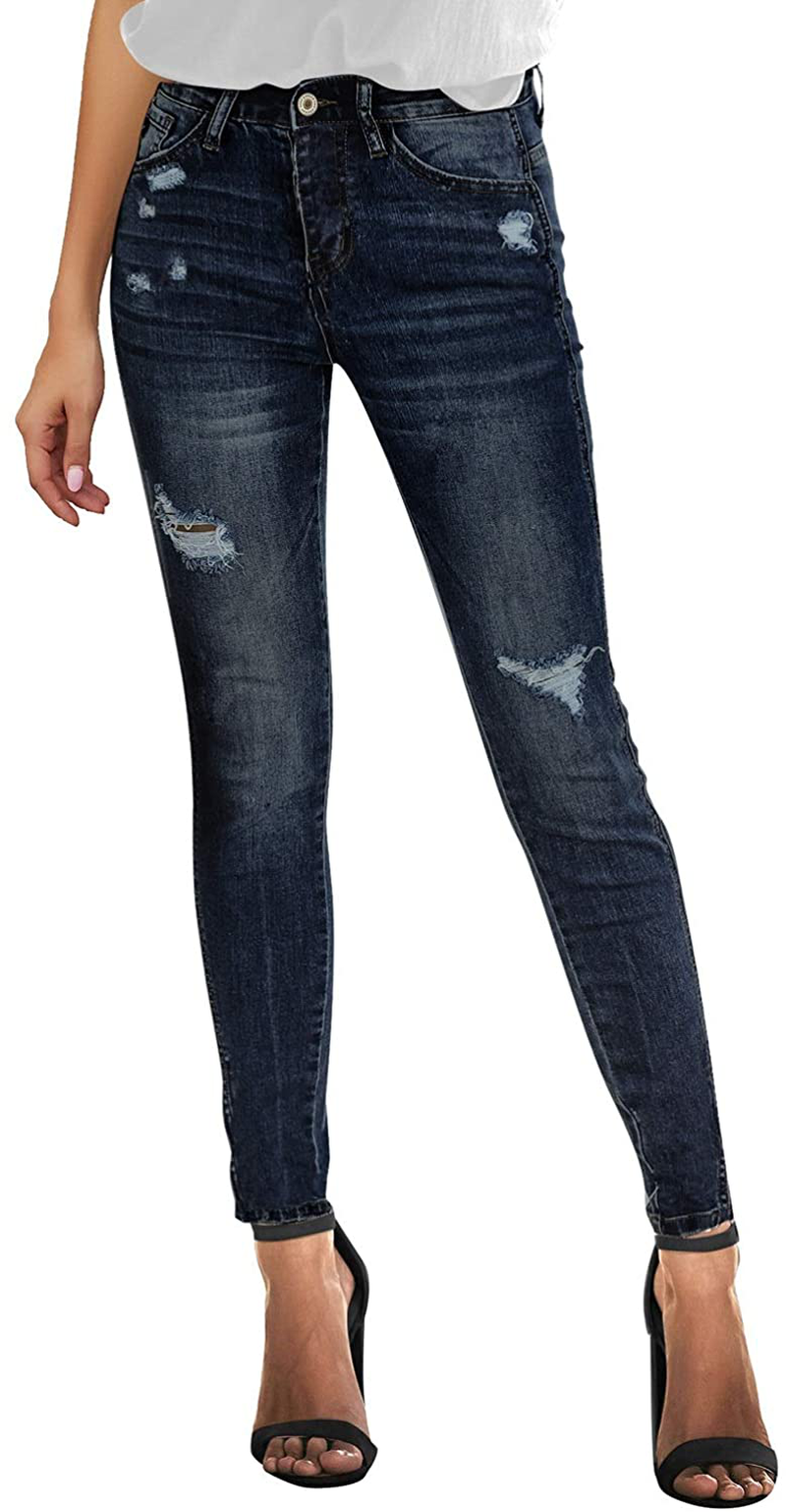 Vetinee Women's High Rise Skinny Jeans Ripped Slim Fit Stretch Denim Pants