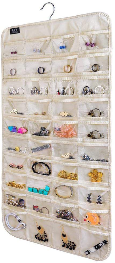 BB Brotrade HJO80 Hanging Jewelry Organizer,80 Pocket Organizer for Holding Jewelries(Beige)