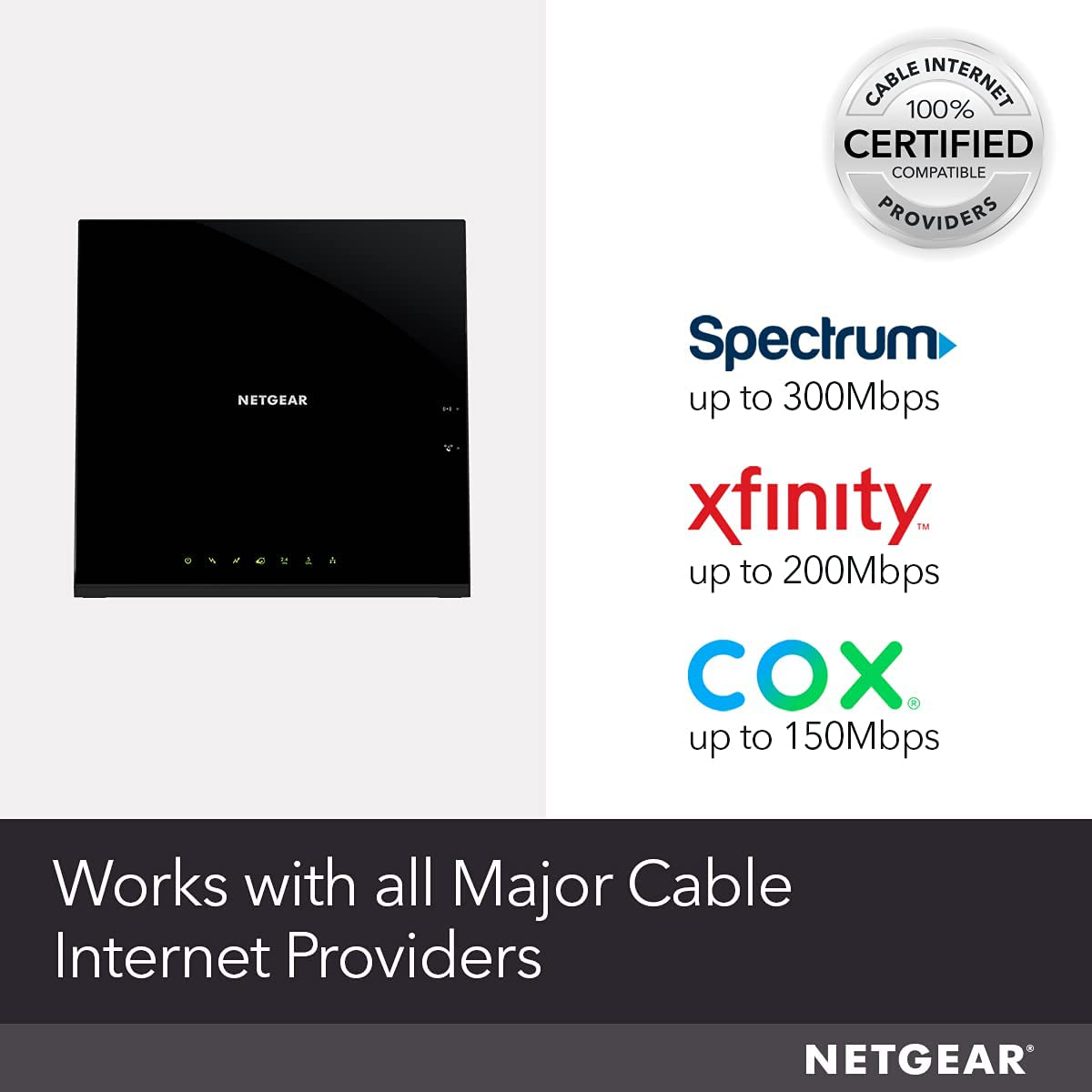 NETGEAR Cable Modem Wi-Fi Router Combo - Compatible with All Cable Providers Including Xfinity by Comcast, Spectrum, Cox 