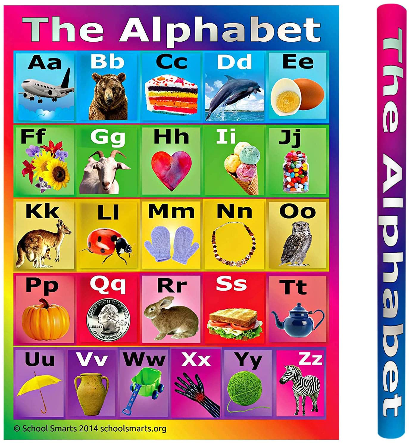 17” X 22” School Smarts Laminated ABC Alphabet Wall Poster for Preschool Kids, Perfect for Back To School, Large Durable Display of the Alphabet + Informational Photos for Use in Homeschool or Classroom Settings