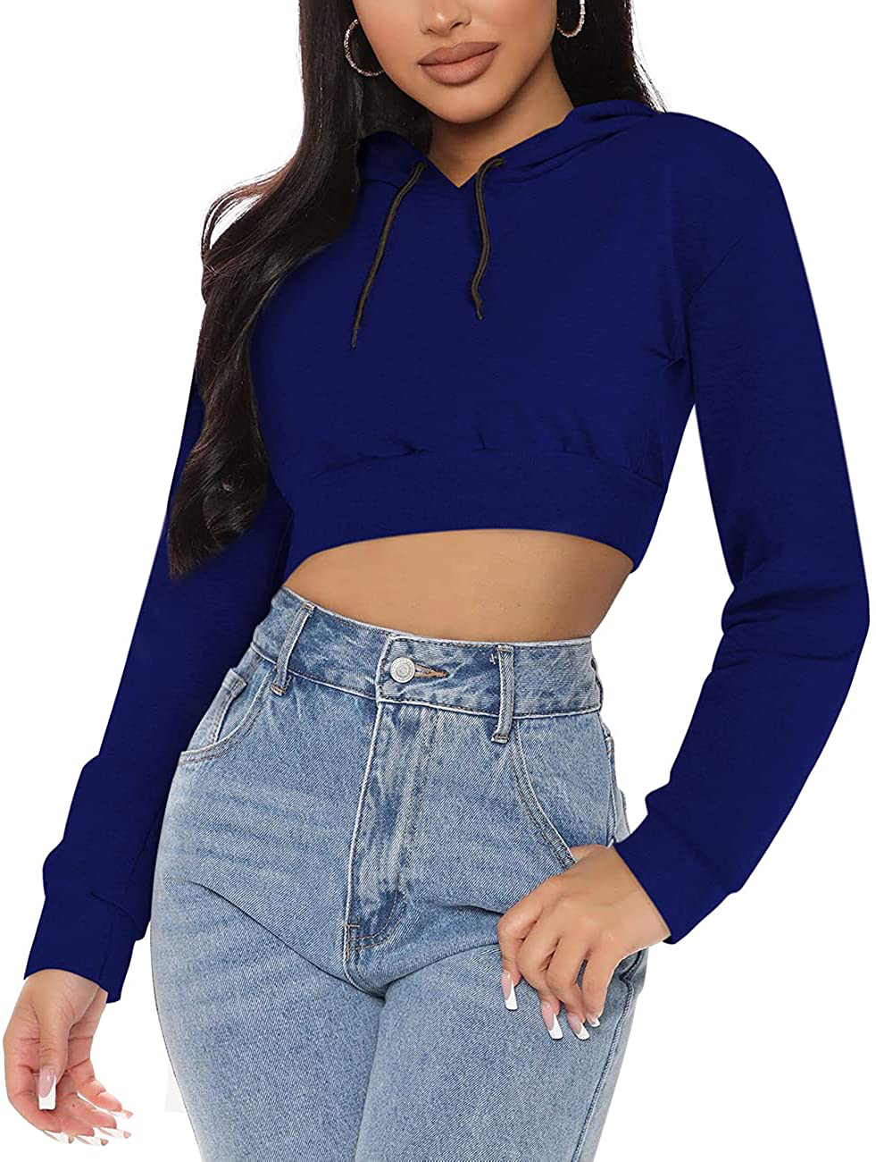 Cuihur Women's Casual Hoodies Sweatshirt Long Sleeve Crop Tops Hoodie Pullover Top