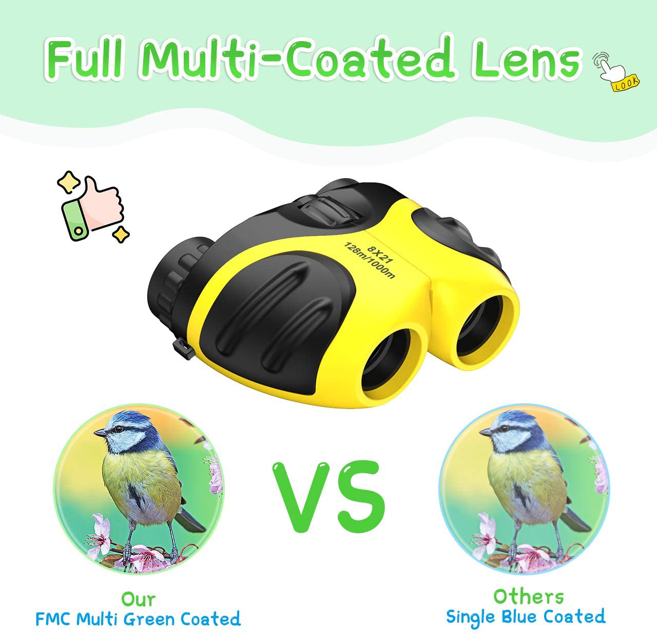 LET'S GO! Binocular for Kids, Compact High Resolution Shockproof Binoculars