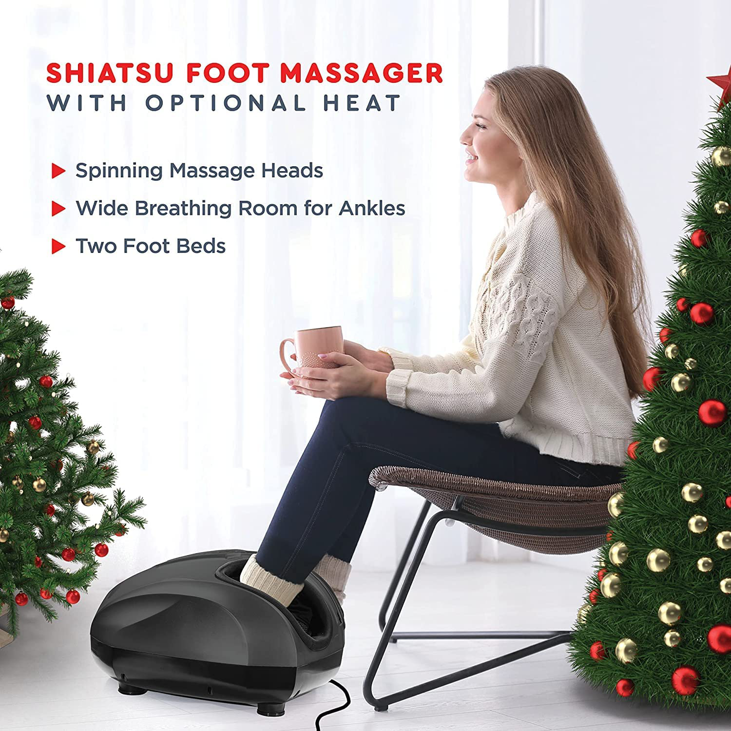 Shiatsu Foot Massager Machine - Plantar Fasciitis Relief with Heat Therapy, Foot Massagers for Neuropathy Pain and Circulation, Feet Massager for Pain Relief, Best Christmas Gift for Women Men Mom Dad