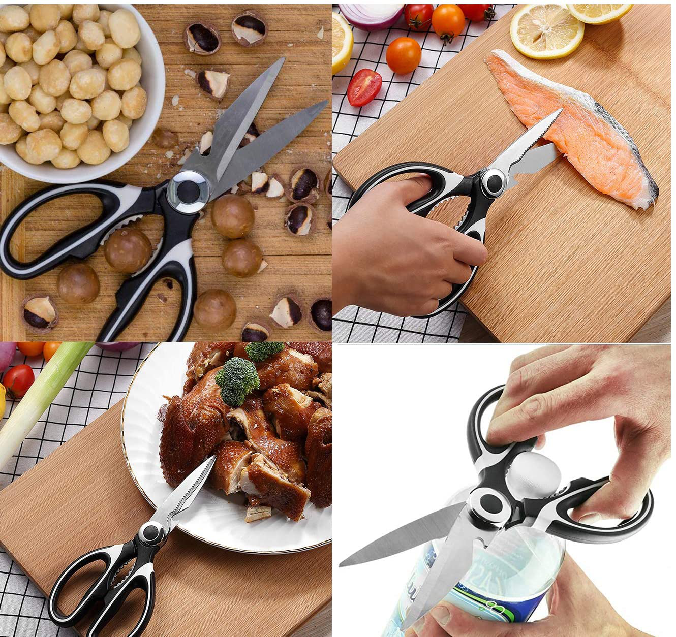 Ultra Sharp Premium Heavy Duty Kitchen Shears and Multi Purpose Scissors(Black/White)