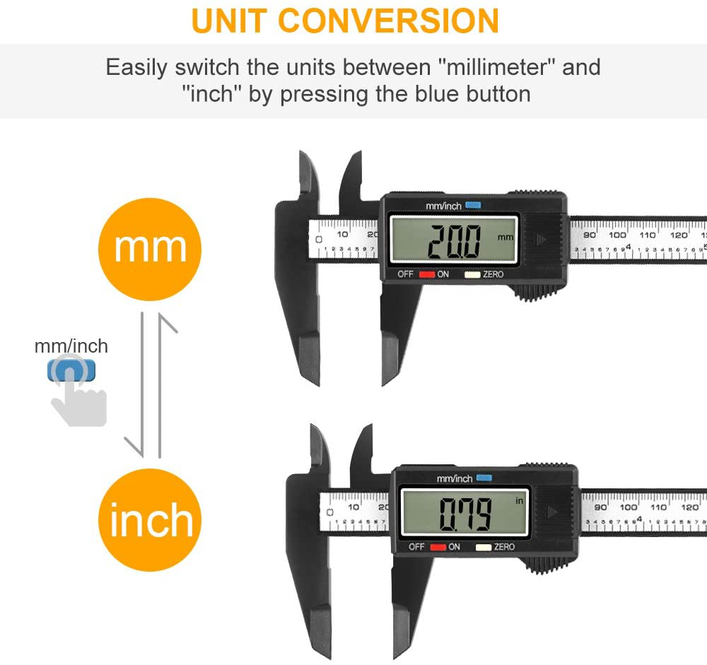 Digital Caliper, Sangabery 0-6 inches Caliper with Large LCD Screen, Auto - Off Feature, Inch and Millimeter Conversion Measuring Tool, Perfect for Household/DIY Measurment, etc
