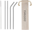YIMICOO 4PCS Reusable Metal Straws,8.5" Stainless Steel Straws with Case -Cleaning Brush for 20/30 Oz for Tumblers (Silver)