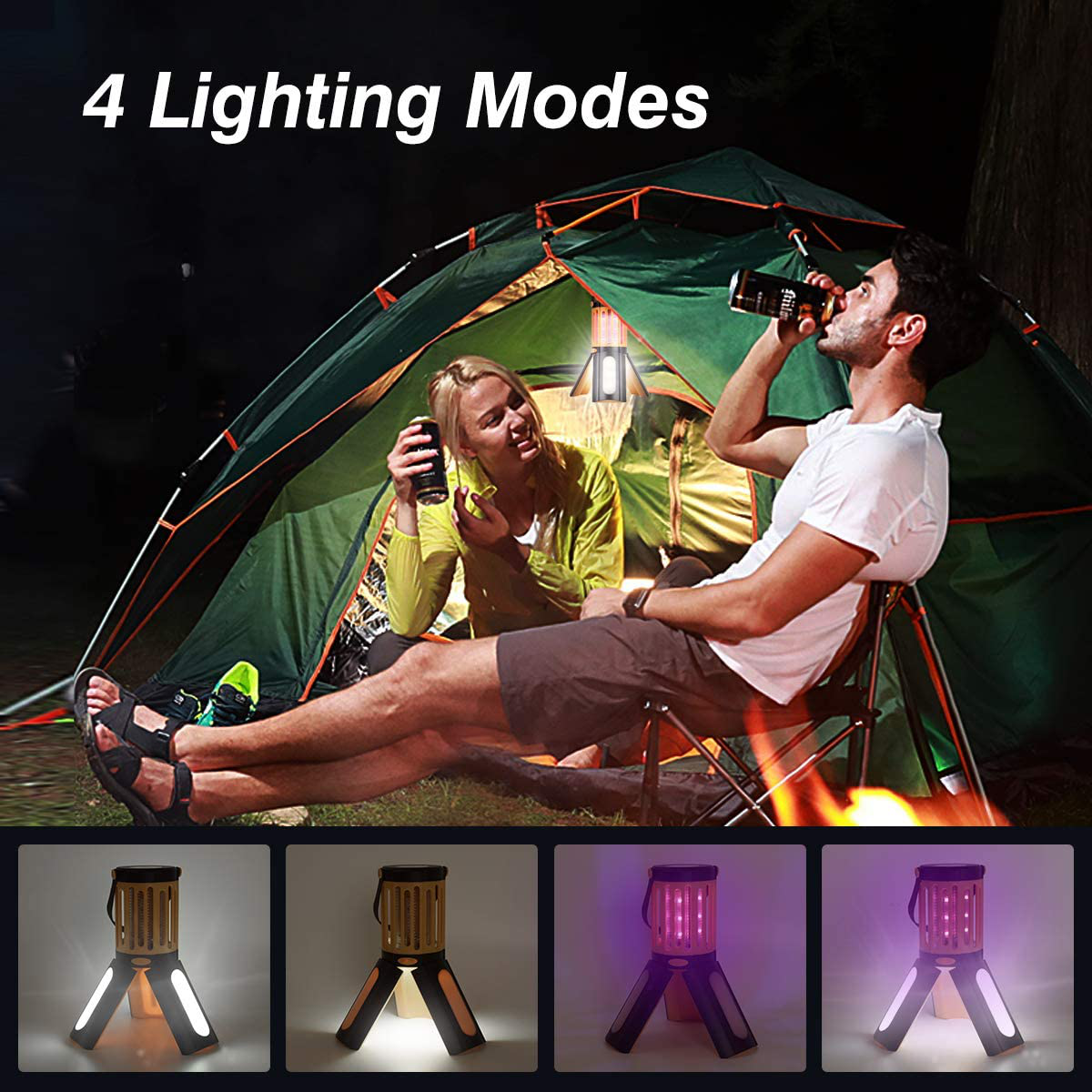 LED Camping Lantern Bug Zapper 2 in 1,Tripod Tent Light with Hook Portable Indoor Outdoor Mosquito Killer Fly Zappers Waterproof Compact UV Insect Trap Lamp