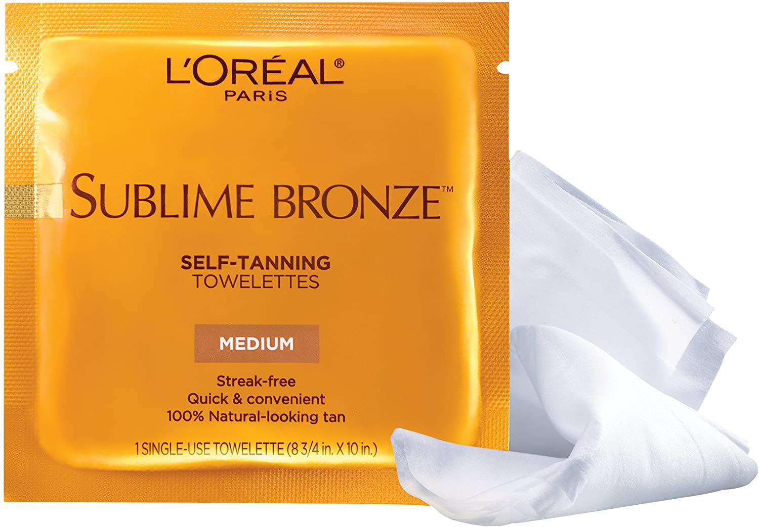 L'Oreal Paris Skincare Sublime Bronze Self-Tanning Towelettes, Streak-Free, Natural Looking Tan, 6 ct.