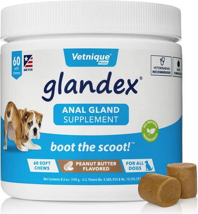 Glandex Anal Gland Soft Chew Treats with Pumpkin for Dogs 60ct Chews with Digestive Enzymes, Probiotics Fiber Supplement for Dogs