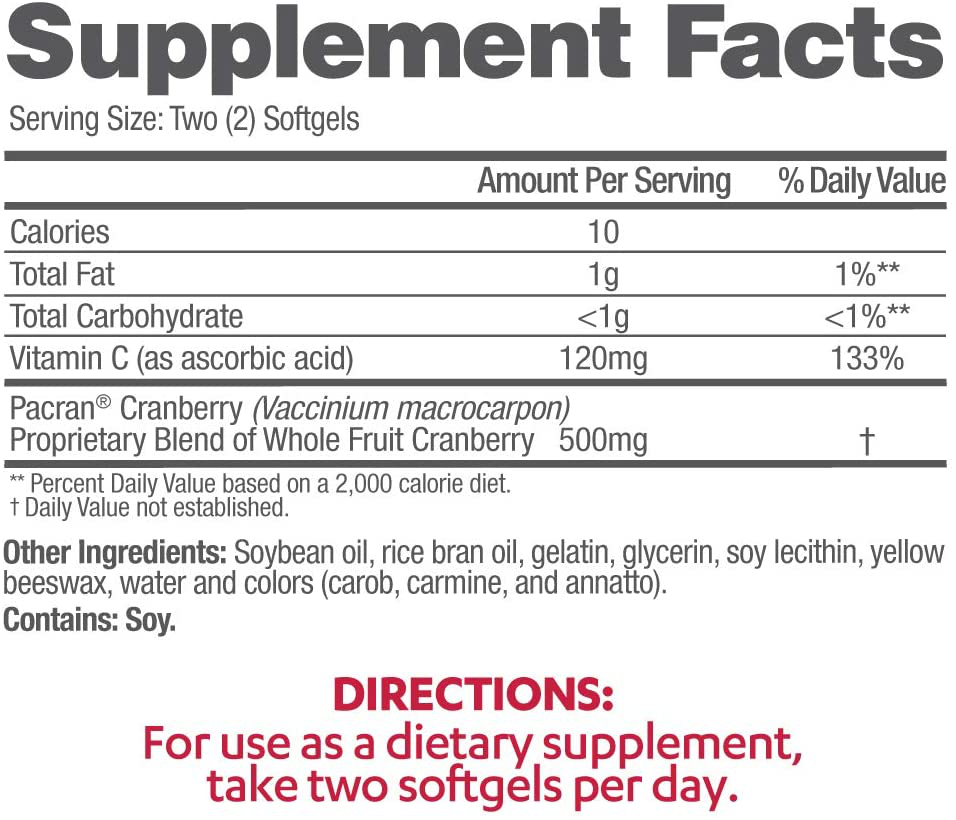 AZO Cranberry Urinary Tract Health Dietary Supplement, 1 Serving = 1 Glass of Cranberry Juice, Sugar Free