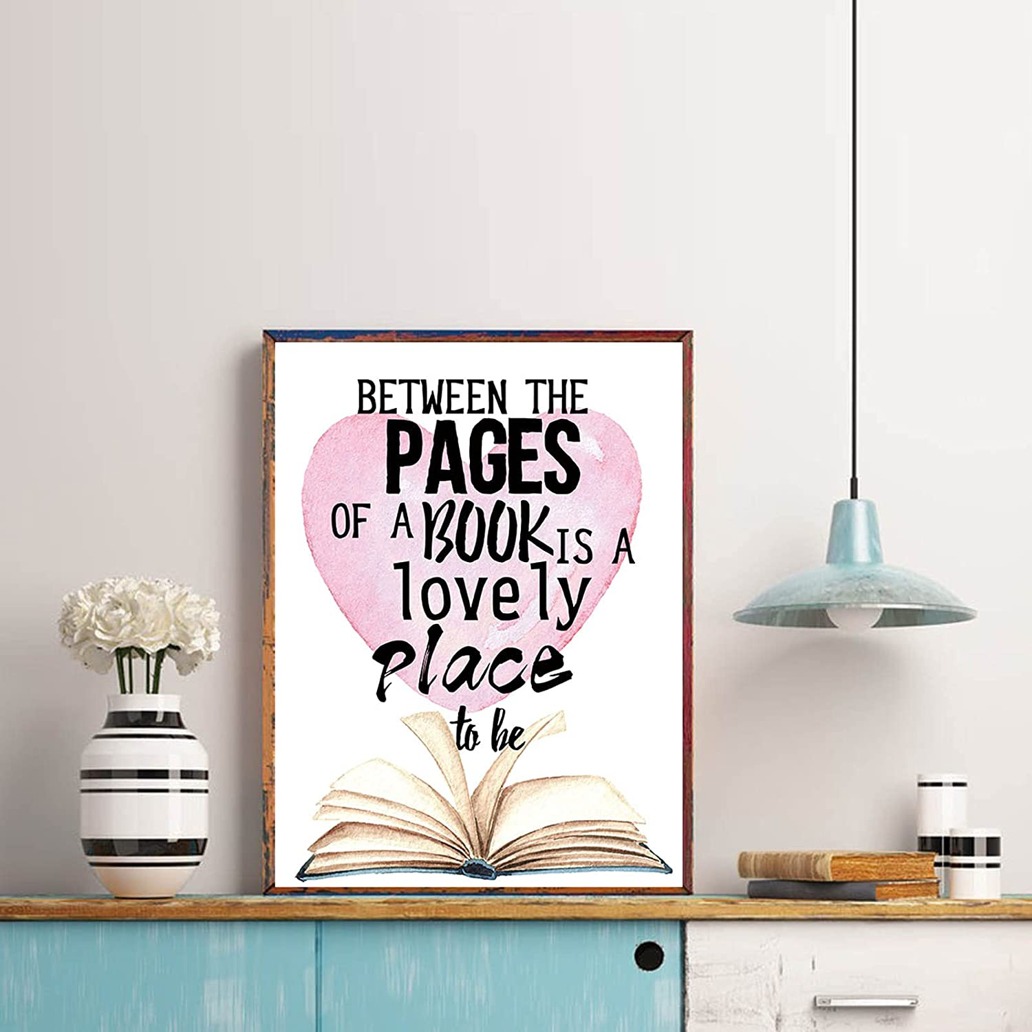 Modern Inspirational Reading Quotes Wall Posters Art Painting Set of 4 (“ 8X10”Canvas Picture) Readers Book Lovers Bookworm Student Classroom Kids Bedroom Nursery School Decor Home Decor Unframed