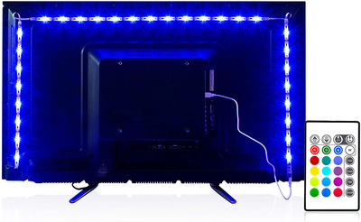 PANGTON VILLA Led Strip Lights 14.3 Feet for 65-75in Tv, USB Backlight Kit with Remote 16 Color 5050 RGB Bias Mood Lamp for Bedroom, Room HDTV, ft, 14