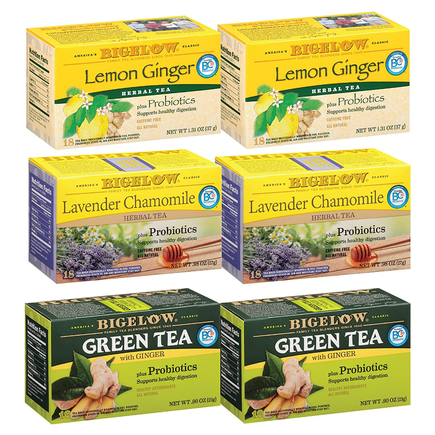Herbal Tea 6 Flavor Variety Pack, Caffeine Free Herbal Teas, 118 Tea Bags Total