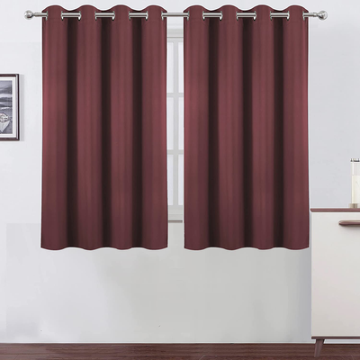 LEMOMO Burgundy Red Thermal Blackout Curtains/52 x 54 Inch/Set of 2 Panels Room Darkening Curtains for Bedroom