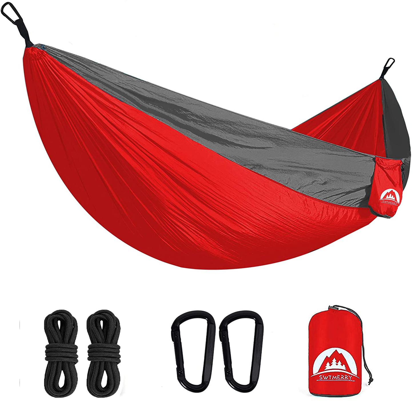 2 Person Heavy Duty Portable Lightweight Parachute Nylon Camping Hammock with Tree Straps