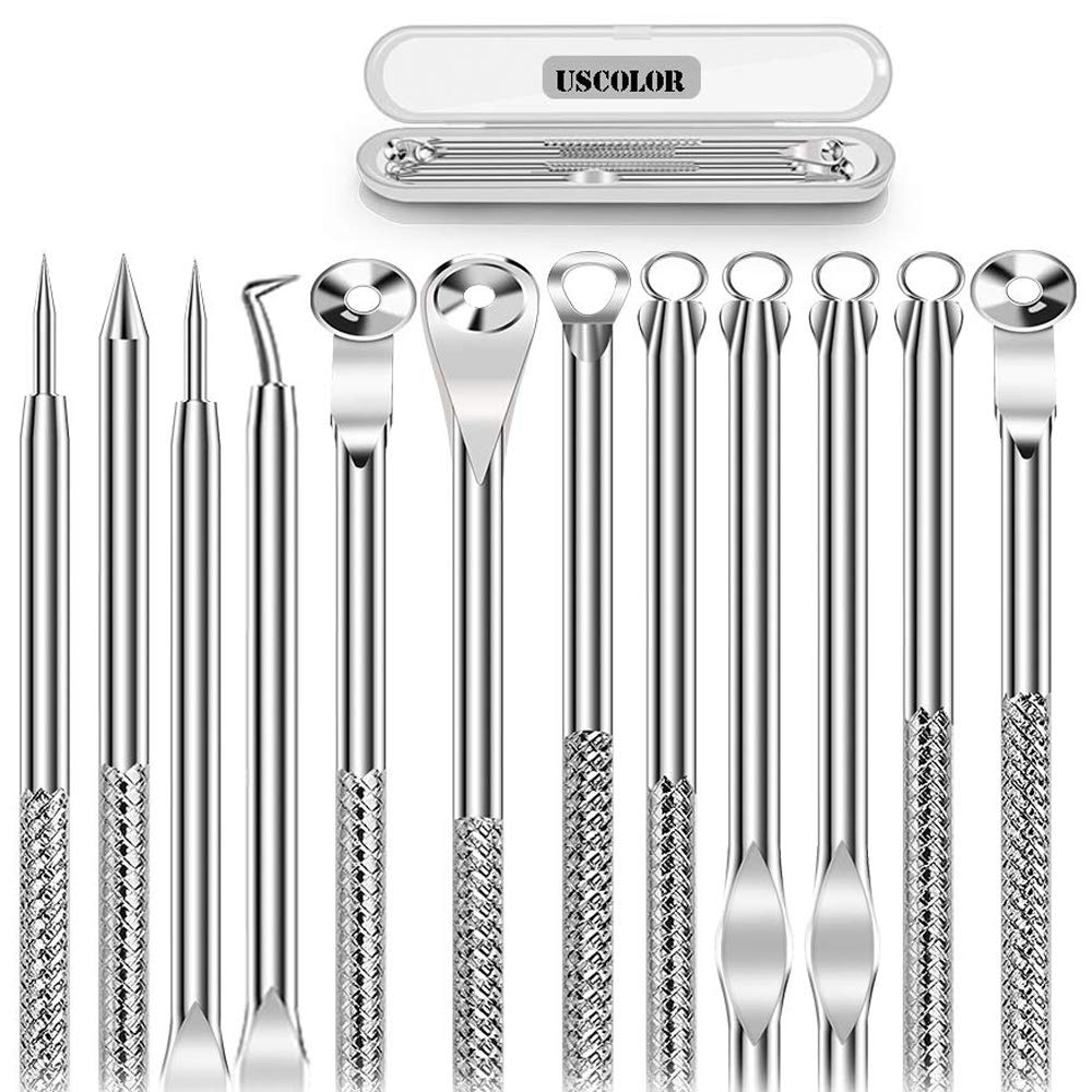 6PCS Dual Heads Blackhead Remover, Pimple Comedone Extractor, Acne Whitehead Blemish Removal Kit, Premium Stainless Steel, Risk Free For Face Skin, With Portable Box