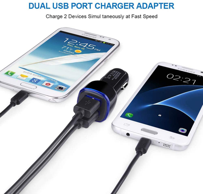 Car Charger, 2.4A 12W Andhot 2 Pack Mini Dual Port USB Car Charger Adapter Plug for Iphone 12 SE 11 Pro Max XR XS X 8 7 6S Plus, Ipad, Samsung Galaxy S21 S20 S10 Note 20 10 A21 A50, LG, Moto, Android