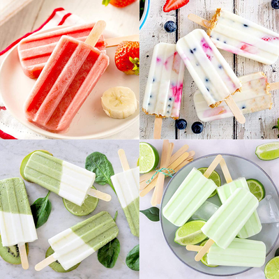 Ozera 2 Pack Popsicle Molds, 4 Cavities Homemade Silicone Popsicle Molds Easy Release Ice Pop Molds with 50 Wooden Sticks for DIY Ice Popsicle