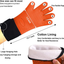 Heat Resistant Gloves BBQ, Grill Gloves Washable, Silicone Oven Mitts, Silicone Smoker Oven BBQ Gloves-Handle, Non-Slip Potholder for Barbecue and Pizza (One Glove)