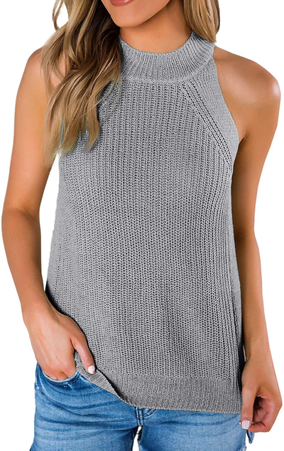 SySea Womens Summer Loose Knit Shirts Sleeveless Halter Neck Sweater Tank Tops