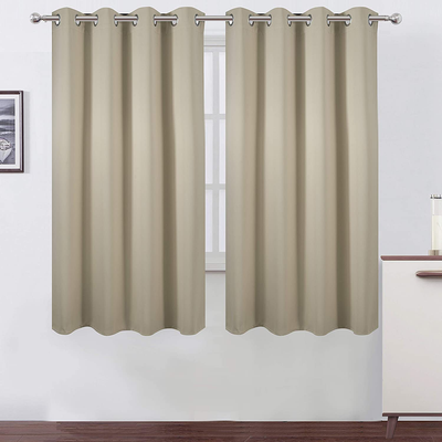 LEMOMO Beige Thermal Blackout Curtains/52 x 63 Inch/Set of 2 Panels Room Darkening Curtains for Bedroom