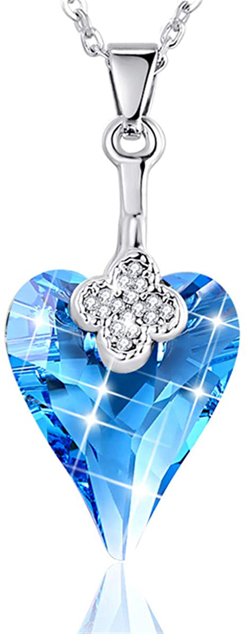 Womens Heart Pendant Necklace Austrian Crystal White Gold Plated Chain Jewelry W/Gift Box